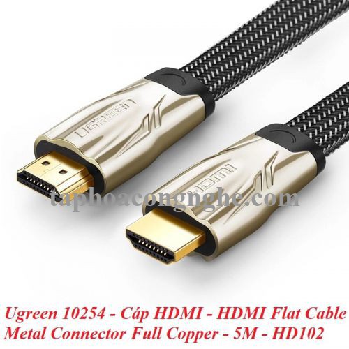 Ugreen 10254 5M màu Đen Cáp tín hiệu HDMI vỏ bọc lưới cao cấp cáp dẹt HD102 30010254
